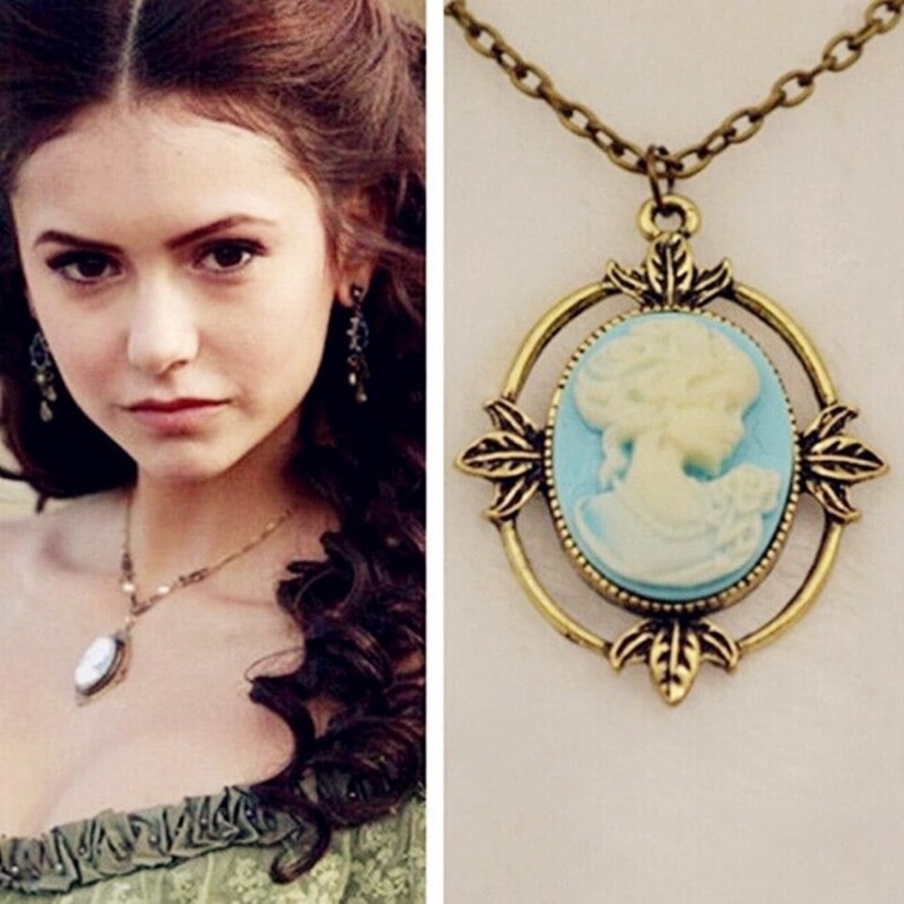 Vampire Diaries Katherine Pierce Petrova Victorian Lady Cameo Necklace Gilbert